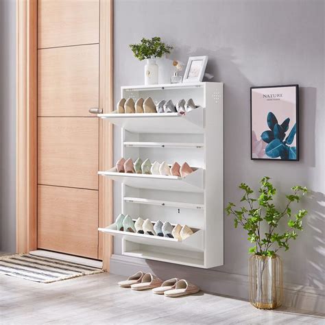 shoe fabric cabinet metal|wall mounted slim shoe cabinet.